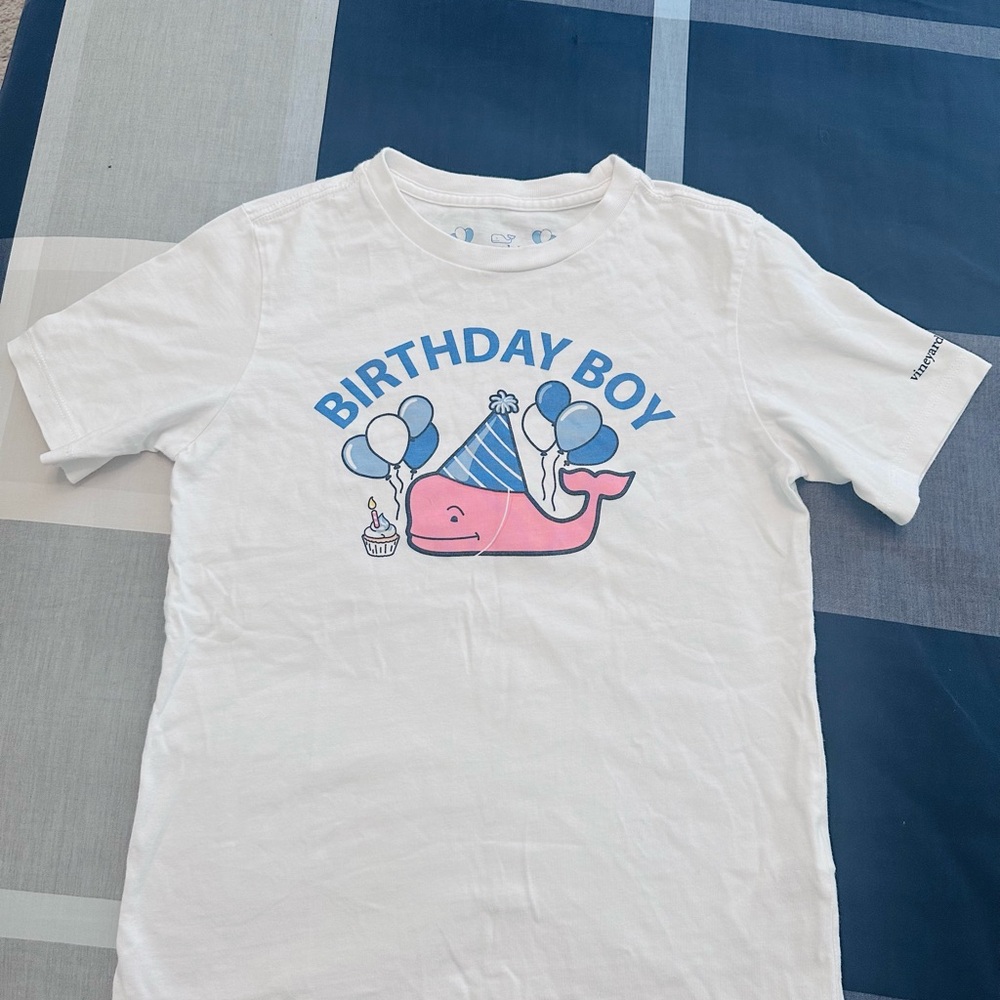 Vineyard Vines White and Blue Birthday Boy Tee